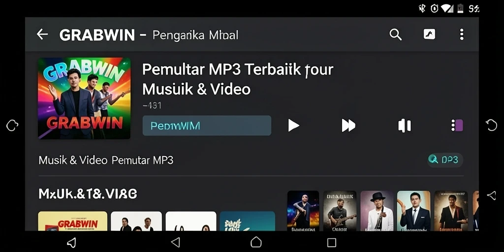 Tampilan antarmuka GRABWIN yang user-friendly untuk Pemutar MP3.