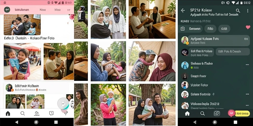 Antarmuka SP212 dengan fitur kolase foto yang menarik.