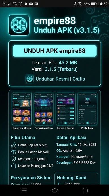 Tampilan halaman APK empire88