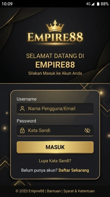 Tampilan halaman login empire88